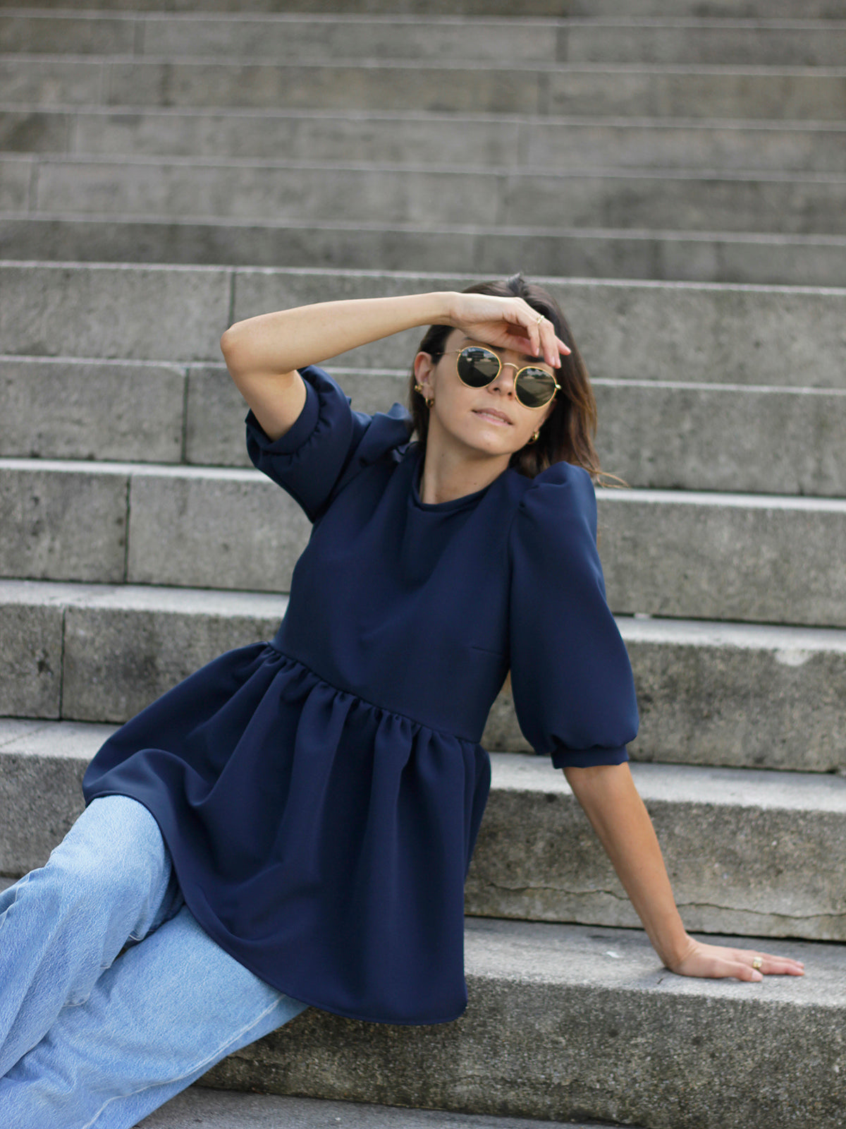 Mary Blouse | Navy Blue