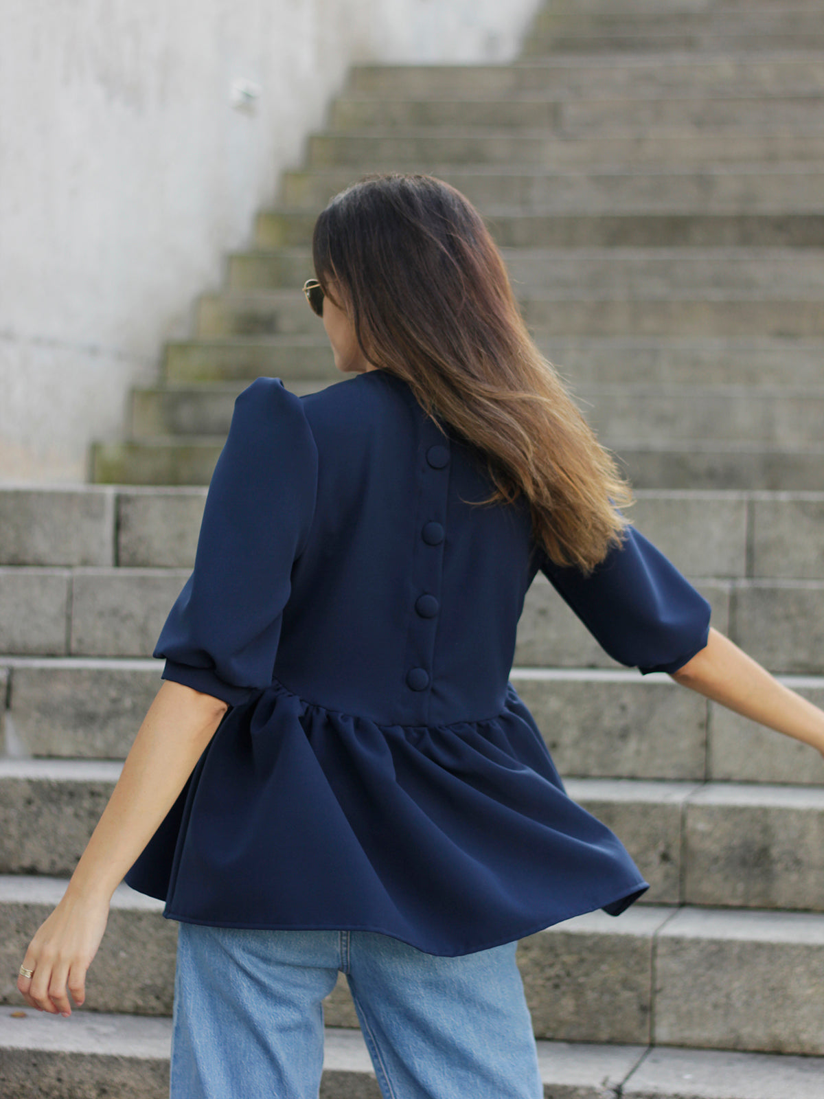 Mary Blouse | Navy Blue